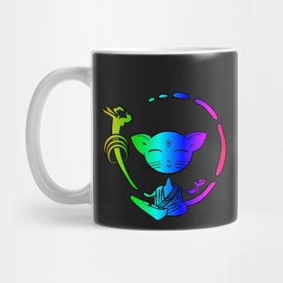 Rainbow Buddhist cat Mug